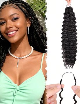 Piezas Lazos para el cabello de mujer con plumas de ganchillo, lazos de cabello invisibles de onda profunda sintética rizada de milagro