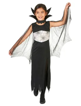 Halloween Spinnenhexe-Kinderkostüm Vampirin schwarz-weiss - KARNEVAL-MEGASTORE - FashionsVida