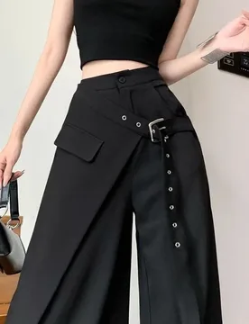Black Suit Wide-leg Pants Casual Women's Autumn New Design Sense False Two Floor-length Long Pants Fashionable Women’s Wear 2026 - Aliexpress - FashionsVida