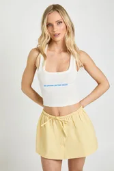 Womens Petite Cotton Poplin Button Front Mini Skirt - Yellow - Size 14 Uk