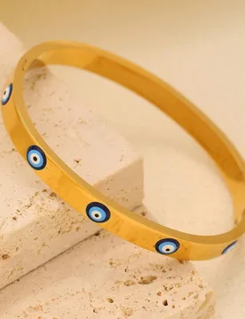 Pieza Pulsera de acero inoxidable con diseño de ojo malvado estilo europeo para mujeres, adecuada para fiestas, reuniones y uso diario - Shein - FashionsVida