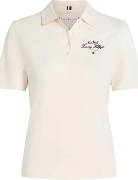Polo A Maniche Corte Script Graphic Ivory Petal L - Tommy hilfiger - FashionsVida