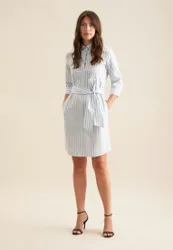 Hemdblusenkleid mit Stretchanteil regular fit Blau 38