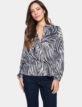 EdaSZ V-Neck Long Sleeve Blouse - Dark Navy - Size: XS - Saint tropez - FashionsVida
