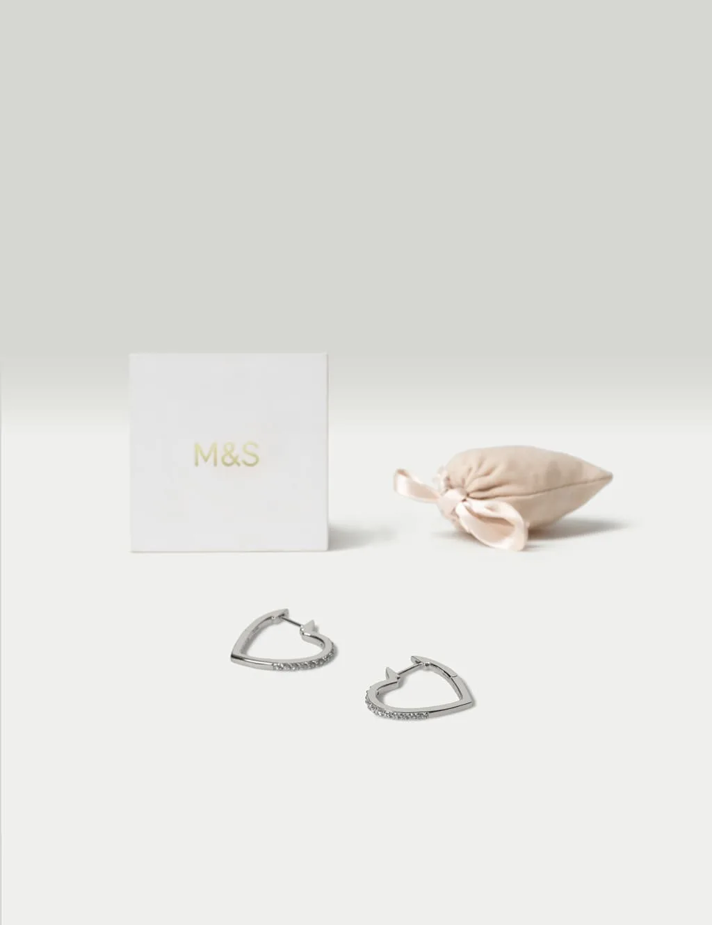 Sterling Silver Heart Hoop Earrings Silver female - M&S - FashionsVida