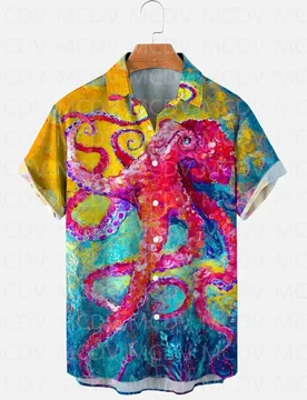 Rainbow Ocean Octopus Peacock Feathers plaid Aloha Tie Dye Hippie Peace And Love Graphic Men's Vacation Beach Hawaiian Shirts - Aliexpress - FashionsVida