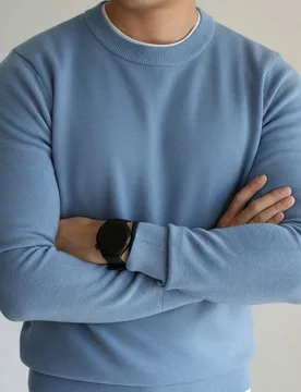 Suéter de punto casual, versátil y ligero de cuello redondo de manga larga y unicolor para hombre - Shein - FashionsVida