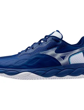Wave Enforce Court Cc Clay Shoes BellwetherBlue / White / FjordBlue UK 7 - Mizuno - FashionsVida