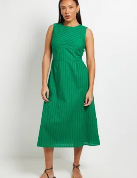 Women's Panelled Broderie Fit & Flare Dress in Green Size: 16 - Green - Size: 16 - Debenhams - FashionsVida