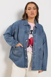 Denim Shacket - Mid Blue - Size: 26-28