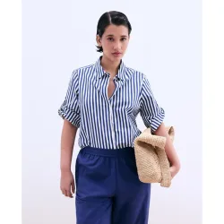 Camisa de popelín de mujer con rayas