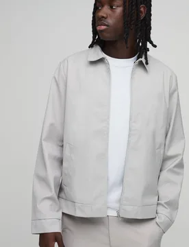 Men's Tailored Regular Fit Zip Collared Co-Ord Jacket Stone Size X-Large Stone XL - boohooMAN - FashionsVida