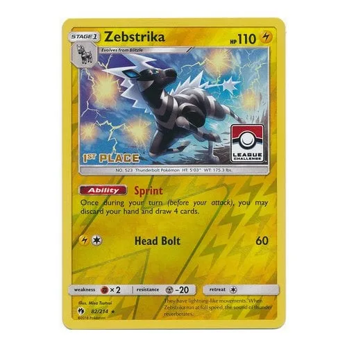 Pokemon SM Lost Thunder 82/214 Zebstrika (League Promo 1st Place) - Pokémon - FashionsVida