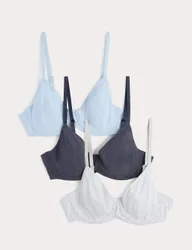 Pack Cotton Rich Wired Full Cup Bras A-E Grey Mix female