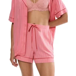 Pantalones de pijamas cortos de tejido jacquard de mujer