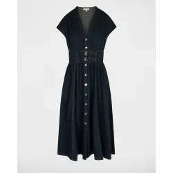 Vestido midi en denim con hebillas