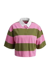 BOXY CROPPD RUGBY T-SHIRT STRIPED female