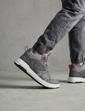 Sneakers alte in similpelle con inserti in mesh - multicolor