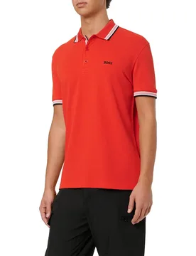 Polo à Manches Courtes Paddy 10241663 Green Open Red XL - BOSS - FashionsVida