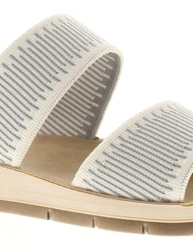 Womens Wedge Sandals Idyll Elasticated White Textile - Size Uk 6 - Inblu - FashionsVida