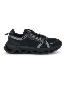 Sneakers Nere in Tessuto con Dettagli Grigi B009 42 - 2T2L - FashionsVida