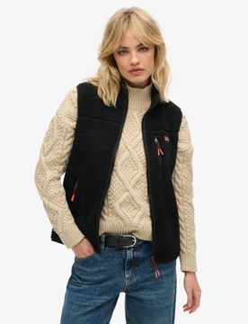 Superdry Damen Outdoor Fleeceweste Schwarz - Größe: 36