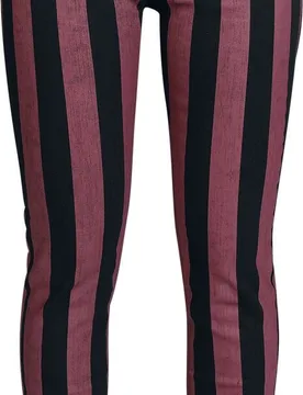 Gothic Jeans - Skarlett - red/black Stripes - W27L32 bis W29L32 - für Damen - Größe W27L32 - schwarz/rot - Frauen - female - Gothicana by EMP - FashionsVida