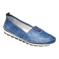 Stretch-Mokassin mit Leder „Sabine“ 41 blau