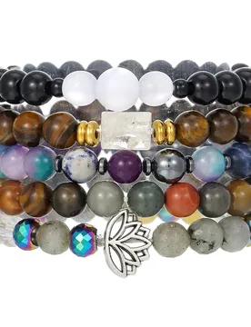 Retro Simple Cut Gem Lime Moonlight Colorful Black Gall Stone Lotus Bracelet Tiger Eye Stone Crystal Beaded Yoga Stone Bracelet - Aliexpress - FashionsVida