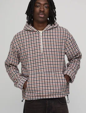 Herren Übergroßes Karo-Hemd Zum Überziehen Ecru Größe Large - boohooMAN - FashionsVida