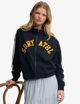 Superdry Damen Lockeres Athletic Essentials Trainingsoberteil mit Applikation Navy - Größe: 44