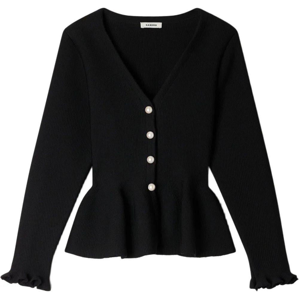 Cárdigan de punto de mujer entallado con peplum - sandro - FashionsVida
