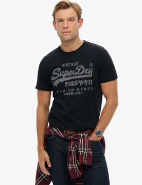 Superdry Herren Klassisches Vintage T-shirt mit Logo Navy - Größe: M - 39.99 - FashionsVida