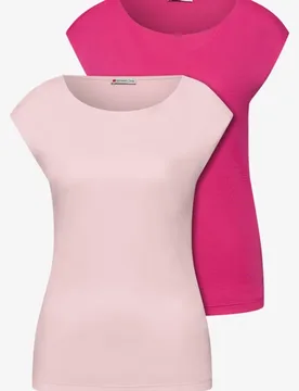 Basic Shirt mit Boatneck im 2er-Pack female Multicolour Pink Rosa - Street One - FashionsVida