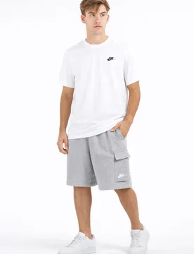Mens Tracksuit T Shirt Cargo Pocket Shorts In White/grey Cotton - Size Large - Nike - FashionsVida