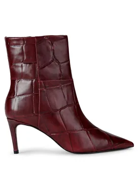 Womens Leather Strict Ankle Boots - Wine - Size Uk 5 - KG Kurt Geiger - FashionsVida