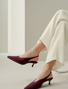 Donna Slingback in Seta Charmeuse Punta Appuntita Kitten Heel 39