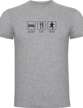 Sleep Eat And Run Short Sleeve T-shirt Heather Grey 3XL Men - Kruskis - FashionsVida