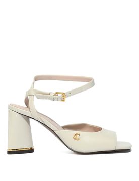 Sandali C-Me In Pelle Con Tacco Largo Pearl