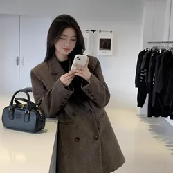 Winter New Thickened Collar Personalized Fashion Plus Velvet Medium Long Woolen Coat for Women