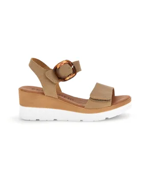 Sandali beige con zeppa made in Italy 11076005 40 - PLOCADI - FashionsVida