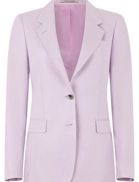 Single-Button Linen Blazer with Peak Lapels and Flap Pockets