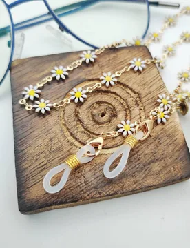 Unisex 70 cm Floral Daisy Summer Sunglass Reading EyeGlass Chain Lanyard Detachable Chain Sunglasses in White - White - Size: One Size - The Colourful Aura - FashionsVida