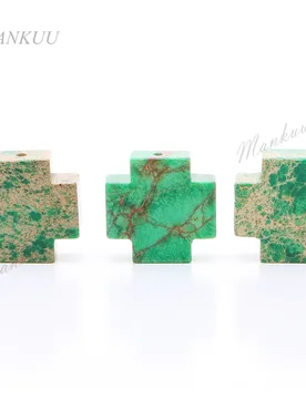 Cross 25*25mm New Style Green Color Sea Sediment Jaspers Necklace Pendant Charm Natural Stone Loose Beads 20pcs/Lot - Aliexpress - FashionsVida