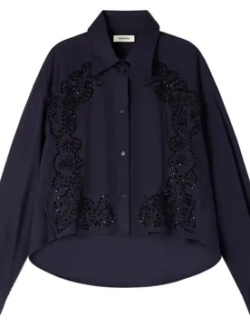 Camisa de mujer 100% algodón bordada floral - sandro - FashionsVida