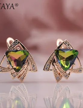 PATAYA New Arrivals 585 Rose Gold Color Triangular Cubic Zirconia Dangle Earrings Women Wedding Party Earring Fine Cute Jewelry - Aliexpress - FashionsVida