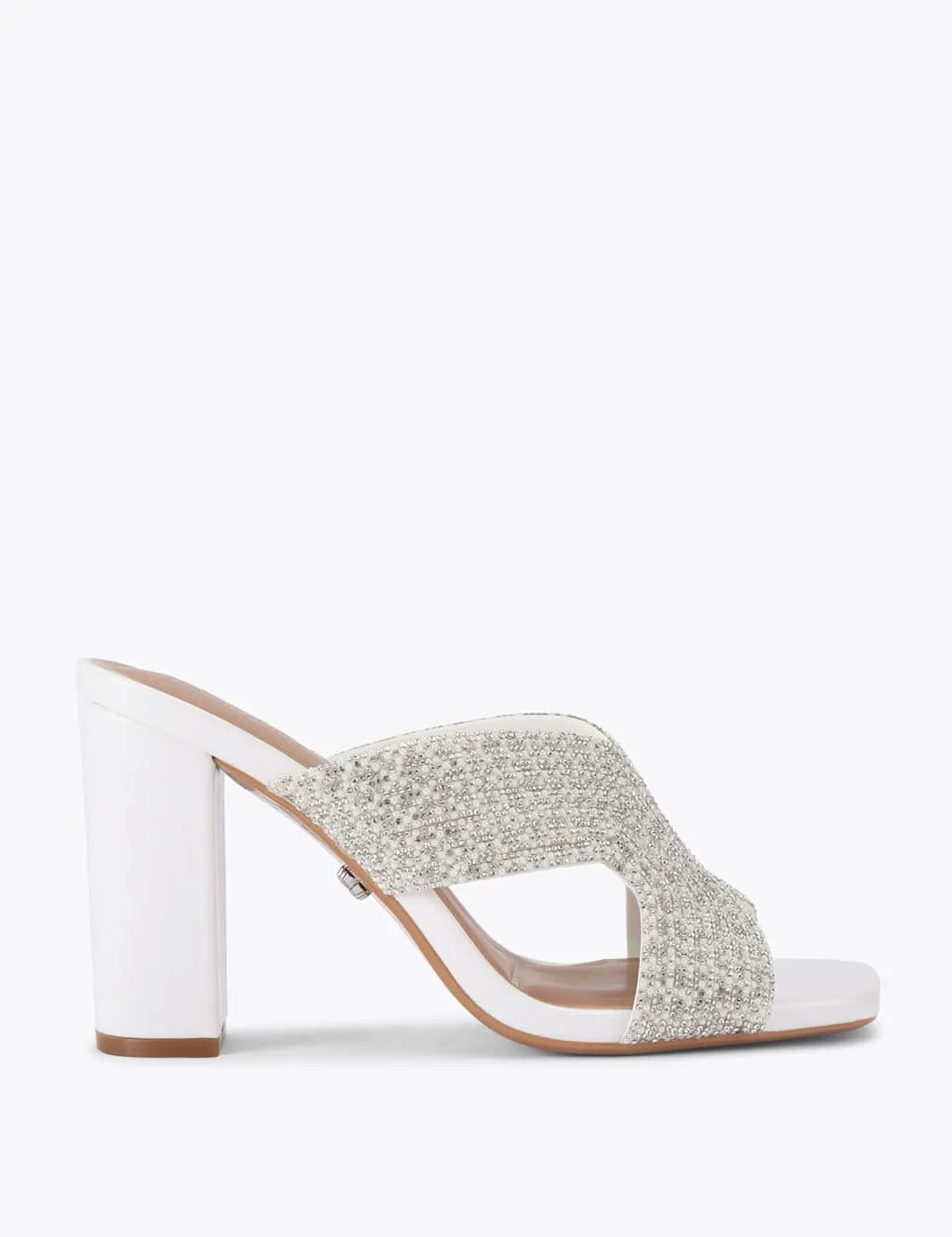 Embellished Block Heel Mules White female - Carvela - FashionsVida