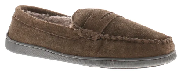 Mens Moccasin Full Slippers Walsh Leather Brown - Size Uk 8