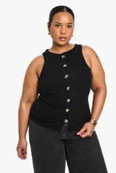 Womens Plus Knitted Button Down Waistcoat - Black - Size 22 Uk