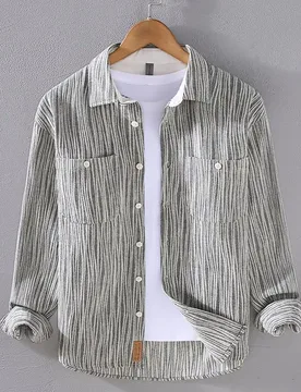 Irregular Vertical Striped Workwear Long-sleeved Shirt Jacket for Men 2025 New Autumn Loose Trendy Versatile Top - Aliexpress - FashionsVida